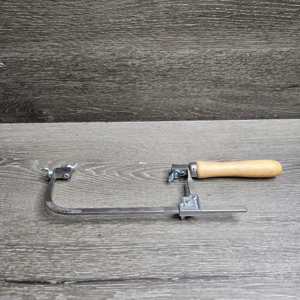 Vintage X-ACTO Adjustable Jewelers Coping Saw Frame Wood Handle Japan Silver
